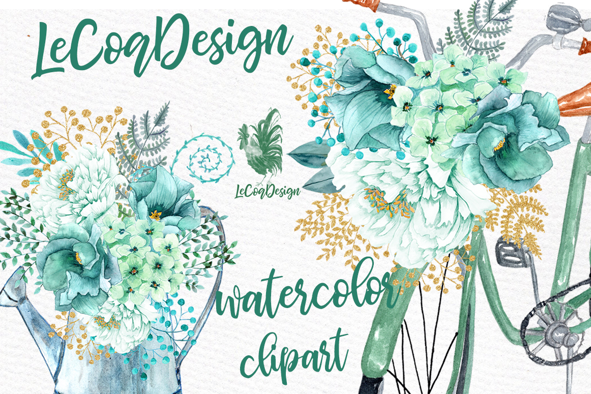 1162x775 Mint Watercolor Flowers, Watercolor Clipart Spring Flowers By - Mint Watercolor Flowers