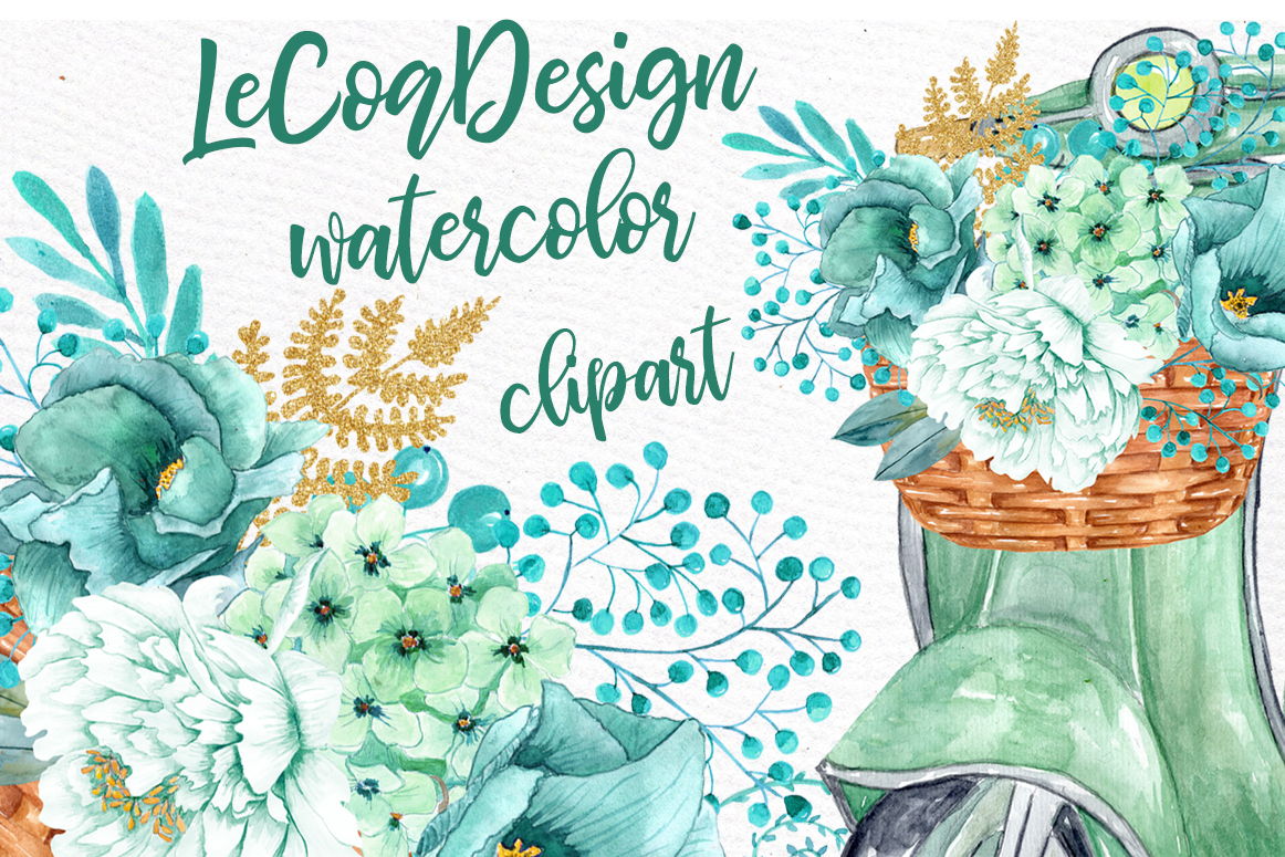 1162x775 Mint Watercolor Flowers,watercolor Clipart, Spring Flowers By - Mint Watercolor Flowers