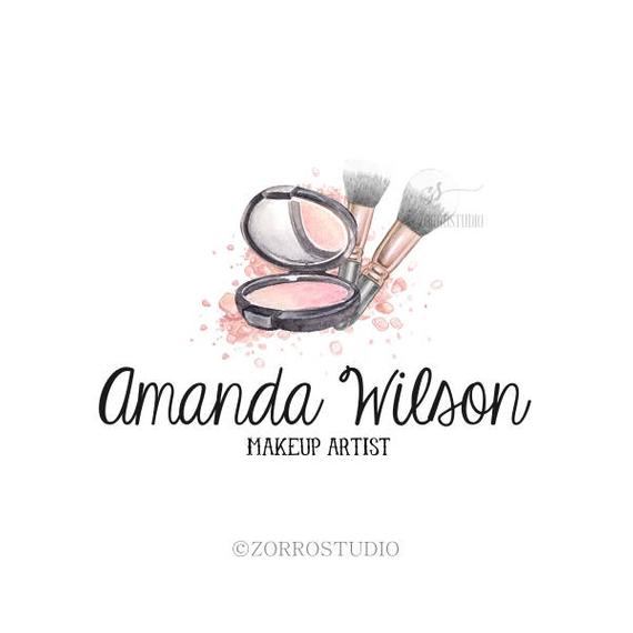 570x570 Makeup Premade Logo Make Up Logo Brush Mirror Watercolor Logo Etsy - Mirror Watercolor