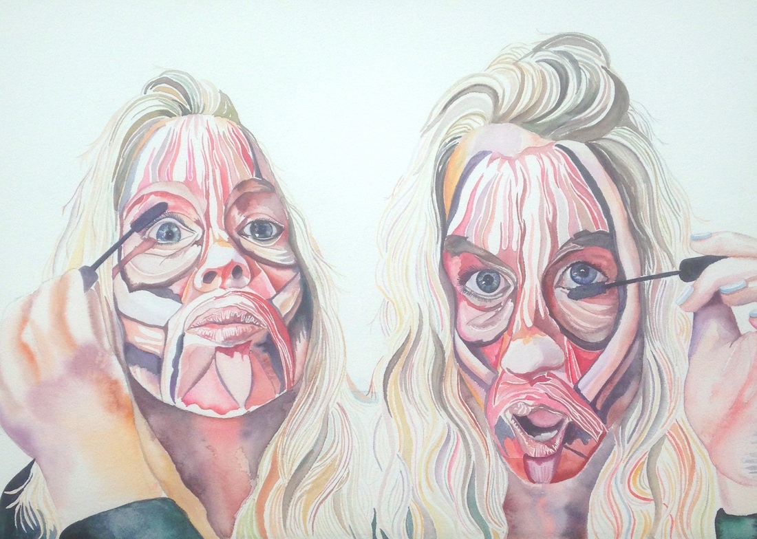 1100x784 Mirror, Mirror Watercolor On Paper, 24 X 18 - Mirror Watercolor