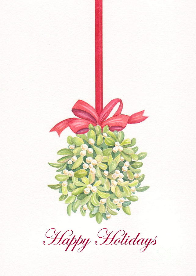 642x900 Mistletoe Painting By Deborah Ronglien - Mistletoe Watercolor
