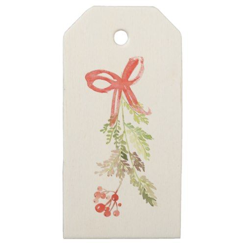 500x500 Mistletoe Watercolor Christmas Illustration Wooden Gift Tags - Mistletoe Watercolor