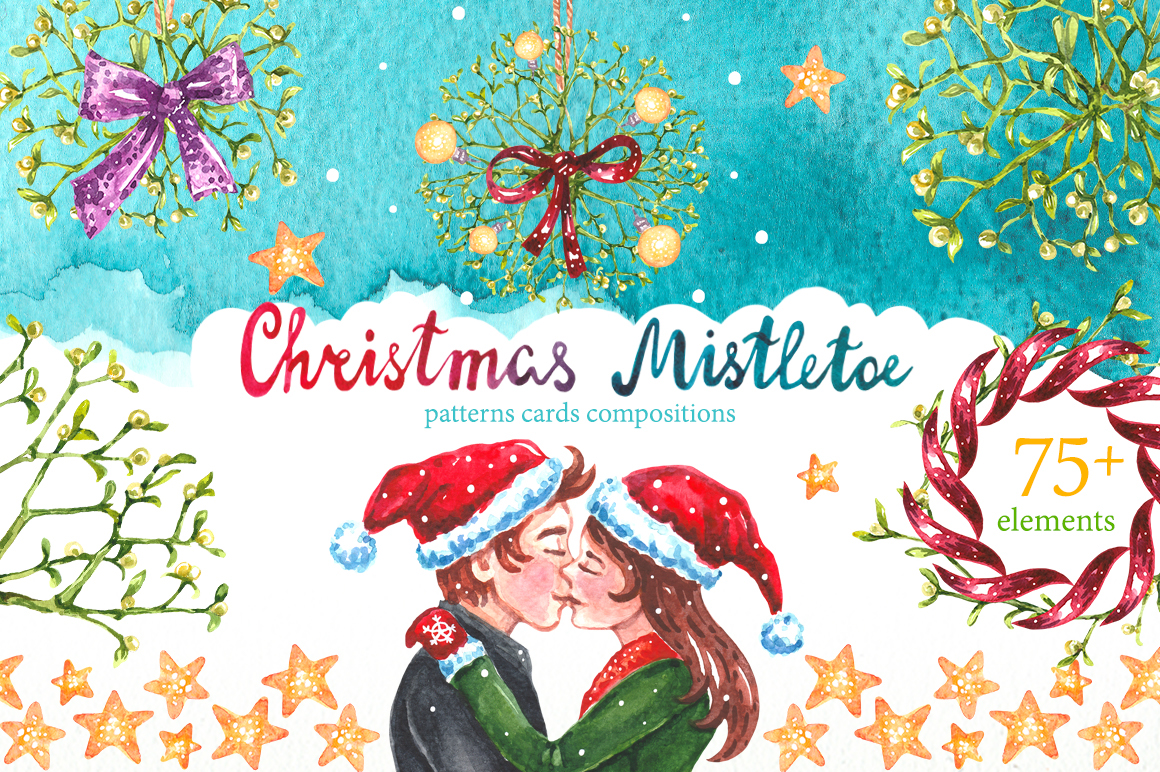 1160x772 Watercolor Set Christmas Mistletoe On Behance - Mistletoe Watercolor