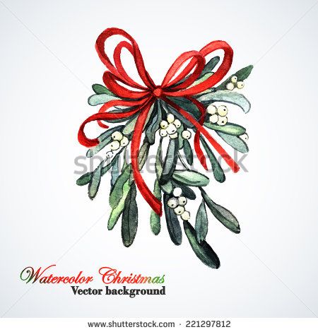 450x470 Watercolor Of Mistletoe Watercolor Christmas Sprig Of Mistletoe - Mistletoe Watercolor
