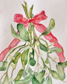 236x294 Christmas Robin Perched On Mistletoe Rachel Mcnaughton Yuletide - Mistletoe Watercolor