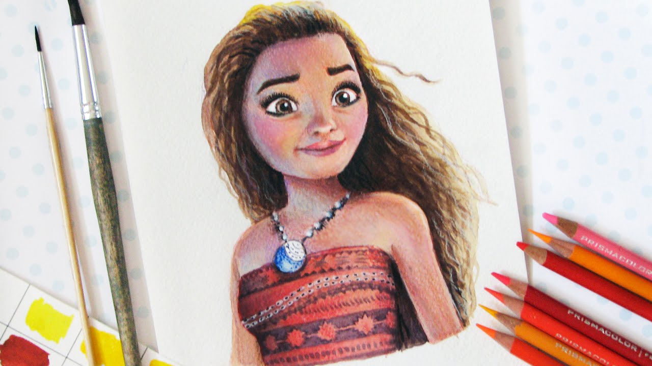 1280x720 How To Draw Moana Watercolor Speedpaint Kak Narisovat Moanu - Moana Watercolor