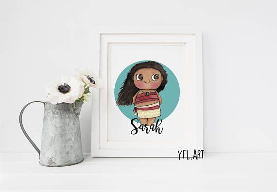 570x396 Moana Disney Print Moana Watercolor Disney Princess Kids Room - Moana Watercolor