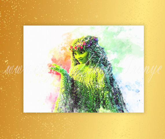 570x481 Moana Watercolor Print Te Fiti Poster Mother Earth By Tronyc - Moana Watercolor