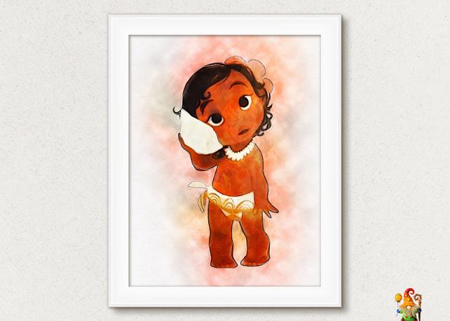 642x458 Moana Watercolor Effect Digital Printable Download Kids Etsy - Moana Watercolor