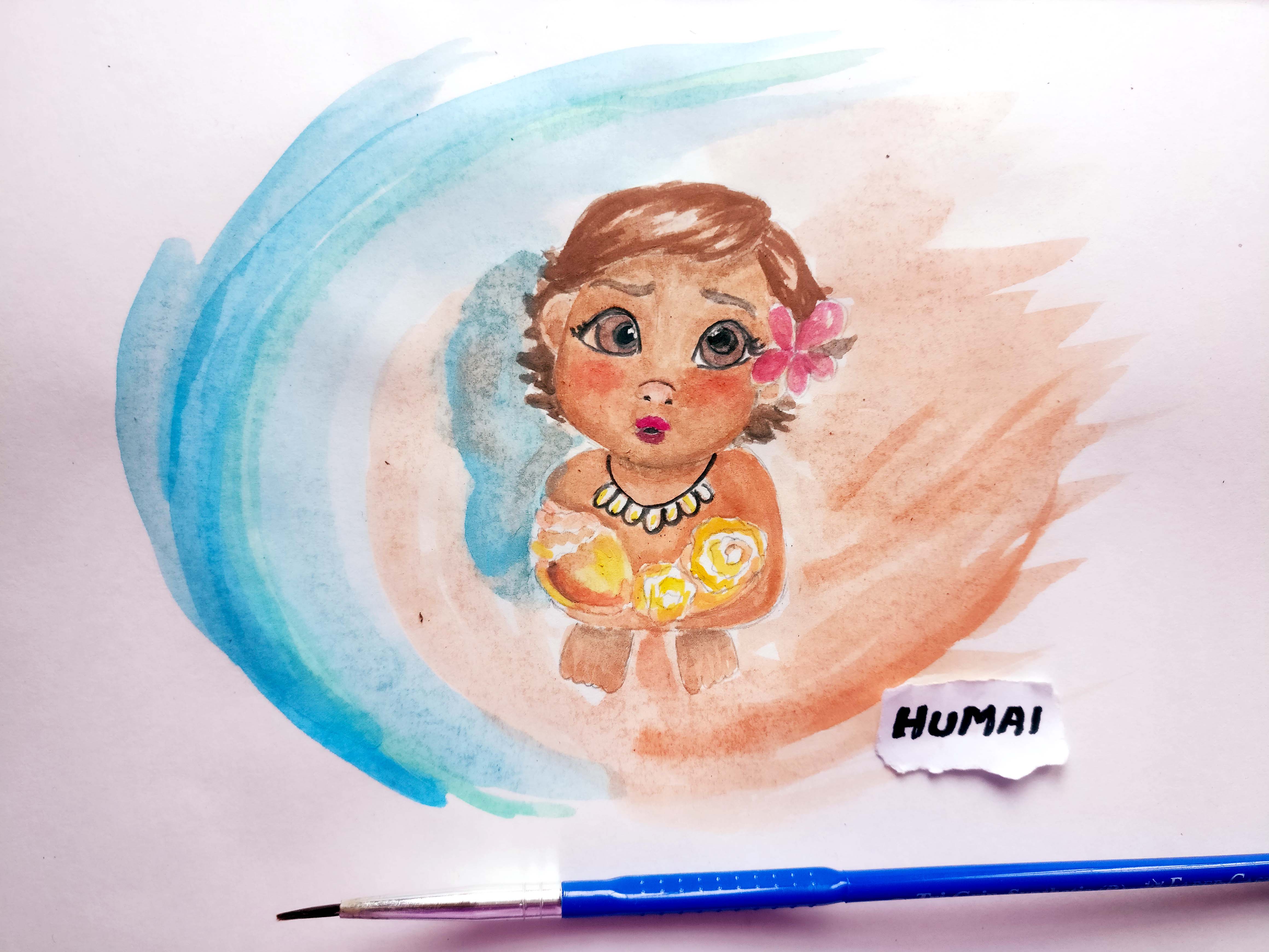 4640x3480 Painting Baby Moana With My Nephew Humaipaints - Moana Watercolor