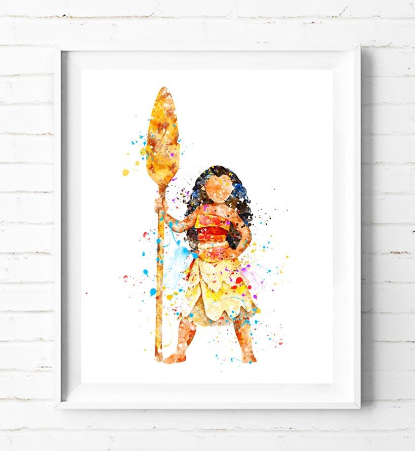 820x891 Disney Princess Moana Art Print Poster Watercolor Painting Wall - Moana Watercolor
