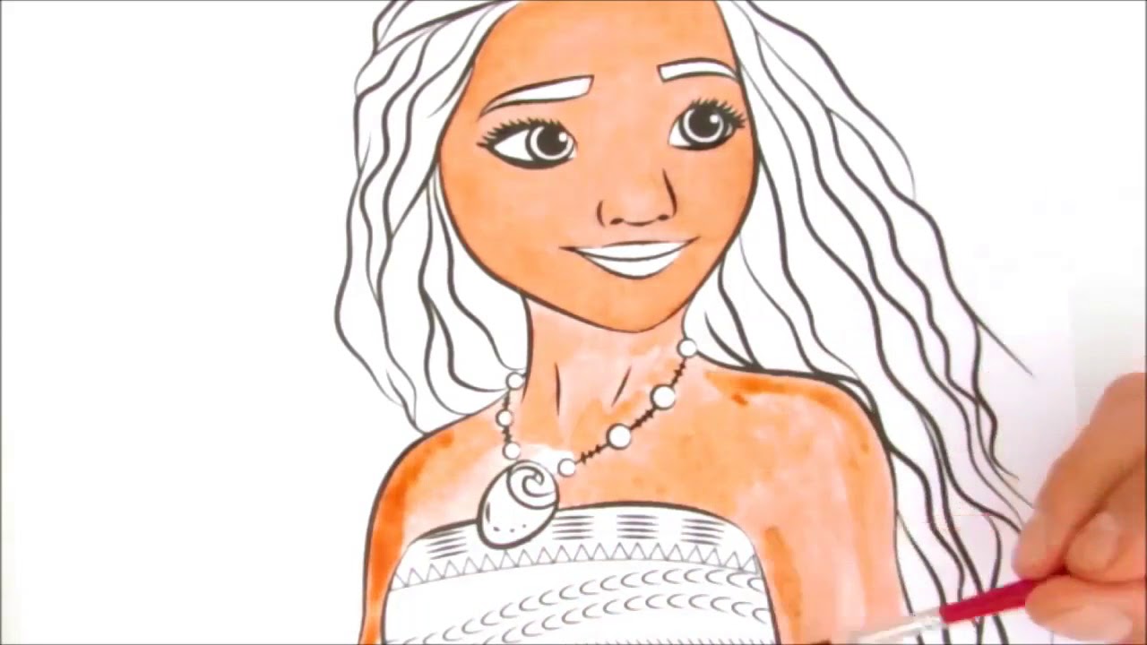 1280x720 Disney Princess Moana Drawing And Coloring Book Pages Painting For - Moana Watercolor
