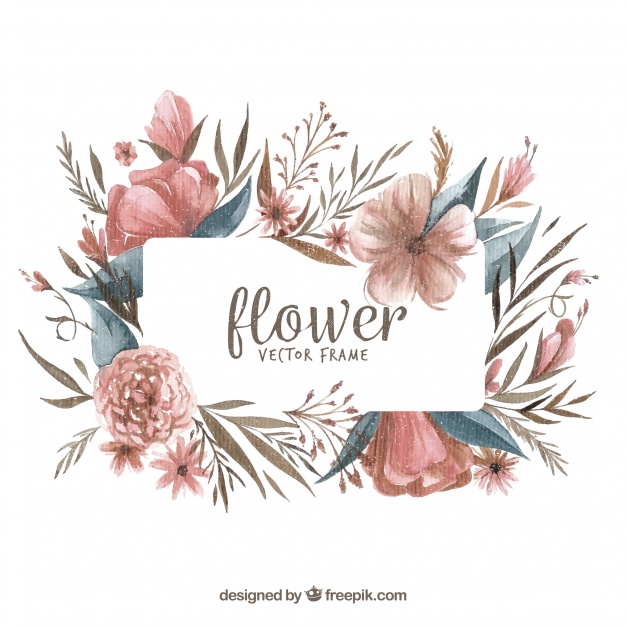 626x626 Modern Watercolor Floral Frame Vector Free Download - Modern Watercolor
