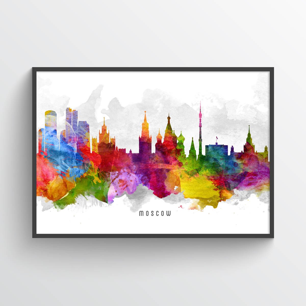 1200x1200 Moscow Skyline Watercolor Art Print - Modern Watercolor Art