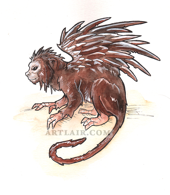 659x758 Flying Monkey Watercolor On Storenvy - Monkey Watercolor