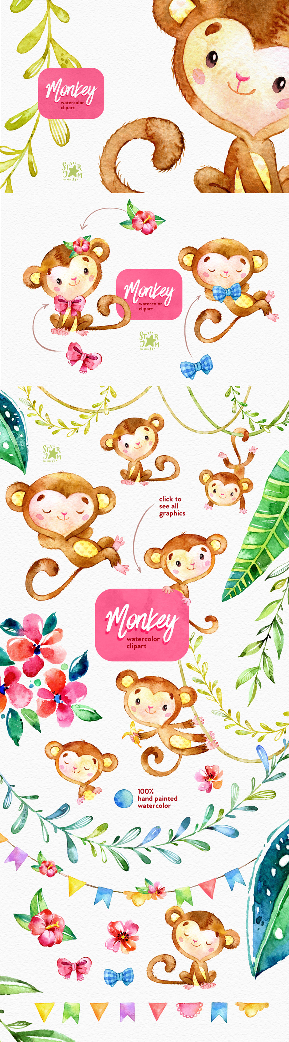 940x3385 Monkey Watercolor Clip Art - Monkey Watercolor