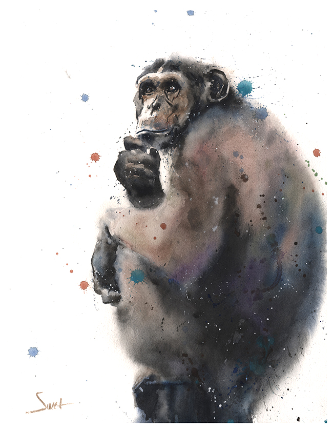650x836 Monkey Watercolor Print Watercolor Animal Paintings - Monkey Watercolor