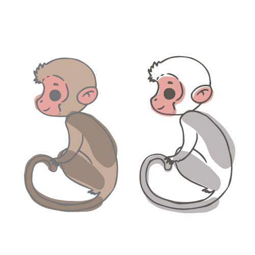 500x500 Monkey With Watercolor Vector Free Download - Monkey Watercolor