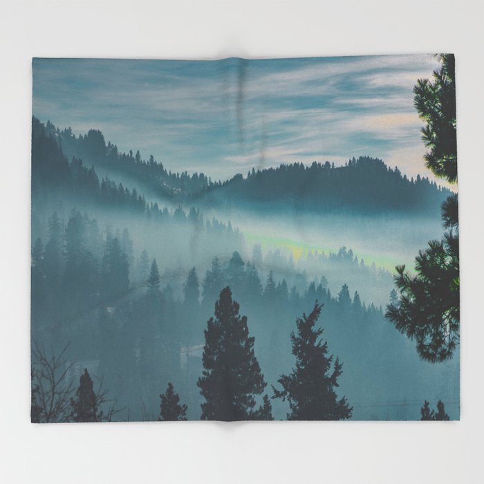 700x700 Misty Blue Watercolor Mountains Pine Trees Silhouette Minimalist - Monochromatic Watercolor