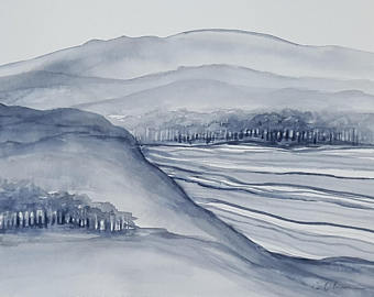 340x270 Original Watercolor Paintingscandinavian Designscandinavian Etsy - Monochromatic Watercolor Paintings