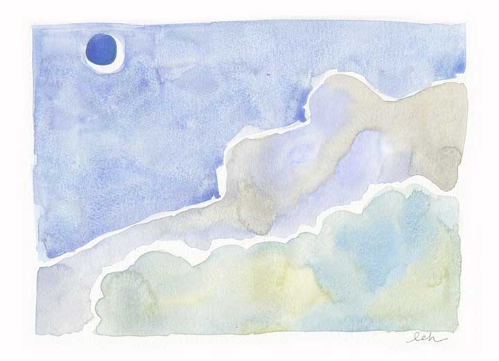 720x521 Original Watercolor Painting - Moon Watercolor Painting