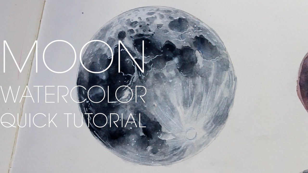 1280x720 Quick Tutorial - Moon Watercolor Painting