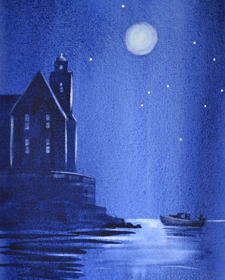 442x550 Improve Watercolor Paintings With Graduated Washes - Moonlight Watercolor