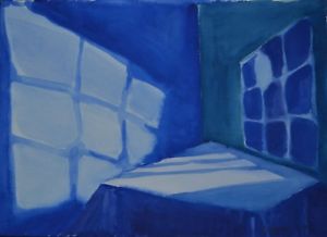 300x218 Original Watercolor Window Moonlight And Shadows Sale By Artist - Moonlight Watercolor