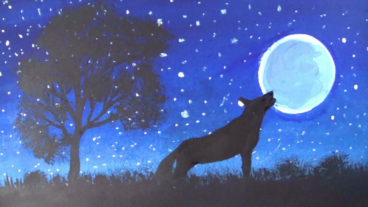 1280x720 Moonlight Watercolor Painting Wolf How To Draw Wolf Moonlight - Moonlight Watercolor
