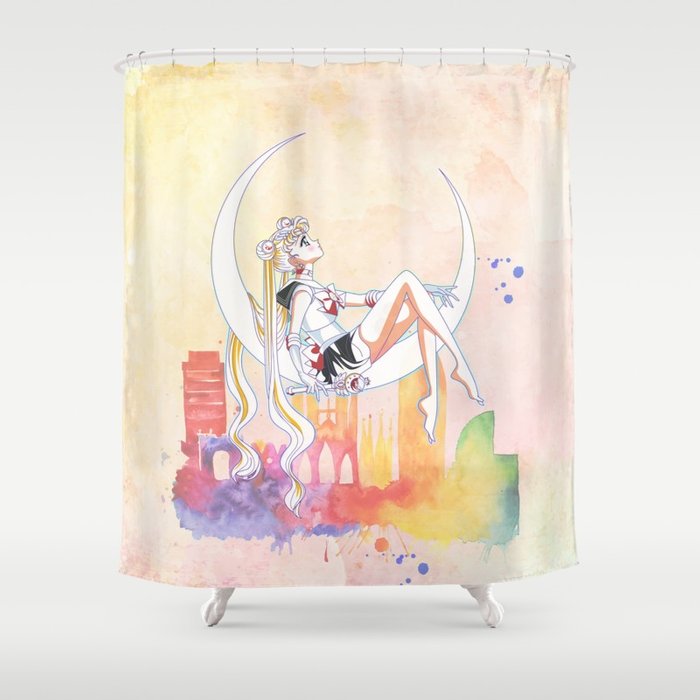 700x700 Can Not Fight The Moonlight Watercolor Version Shower Curtain By - Moonlight Watercolor