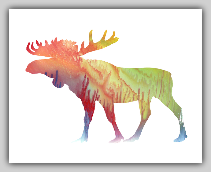 690x563 Moose, Watercolor Print, Water Color By Bittenbyermines On Zibbet - Moose Watercolor
