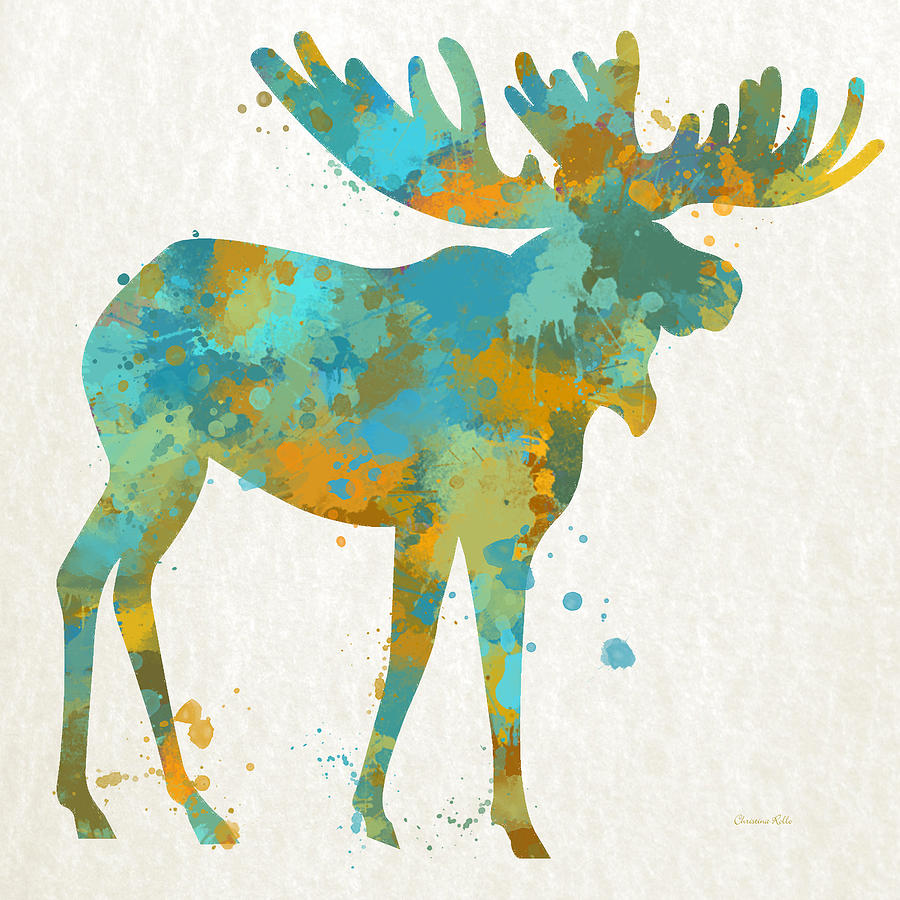 900x900 Moose Watercolor Art Mixed Media By Christina Rollo - Moose Watercolor