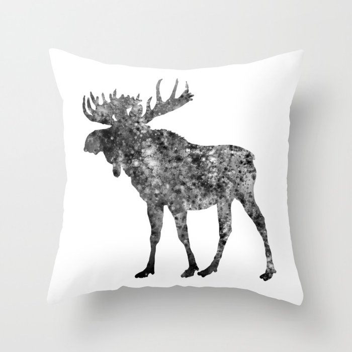 700x700 Moose Watercolor Art Throw Pillow By Maryedenoa Society6 - Moose Watercolor