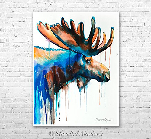 500x460 Moose Watercolor Painting Print By Slaveika Aladjova - Moose Watercolor