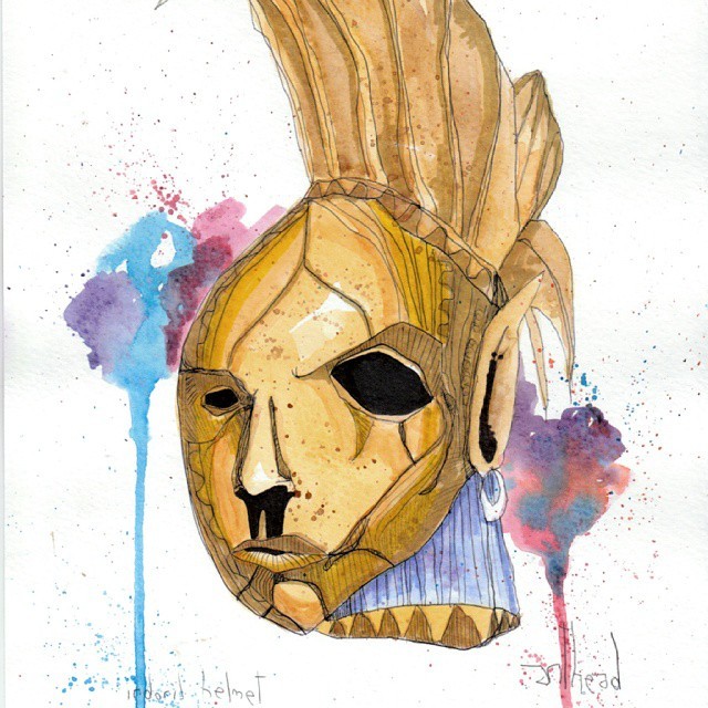 640x640 Watercolor And What Not Indoril Helmet - Morrowind Watercolor