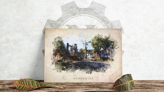 570x321 Elder Scrolls Eso Morrowind Abstract Watercolor Poster - Morrowind Watercolor