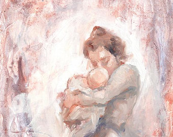 340x270 Mother And Child Art Etsy - Mother And Child Watercolor