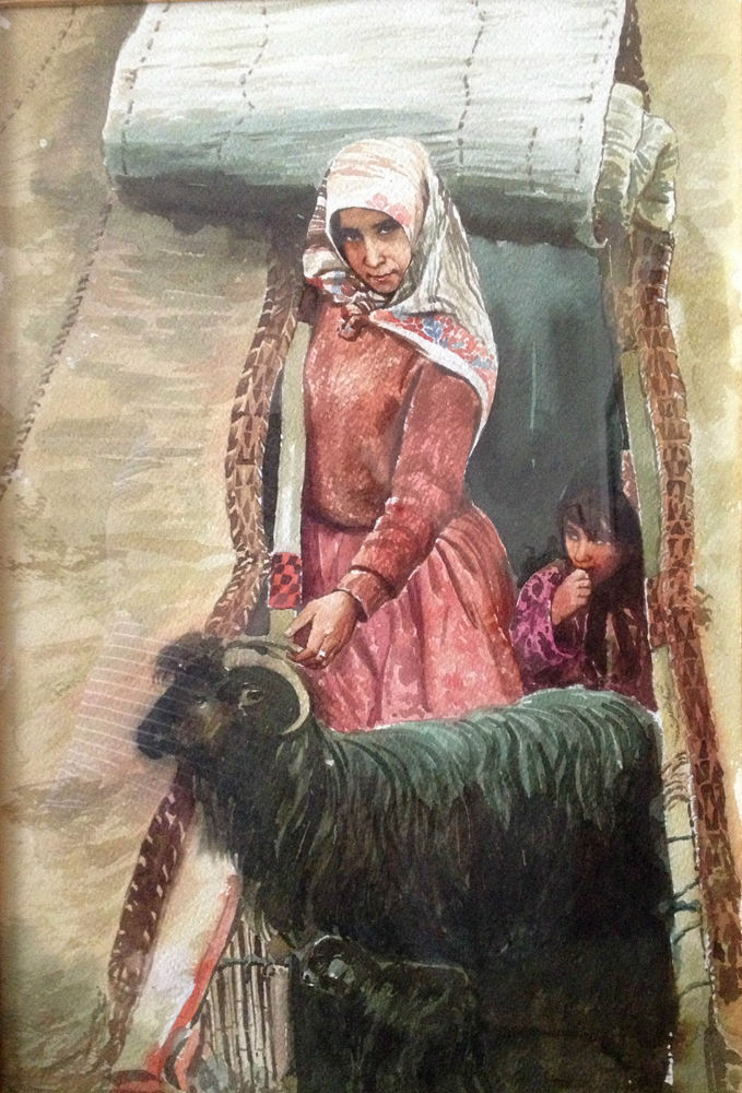 679x1000 Old Realist Watercolor Painting Of Arab Woman Mother Amp Child W - Mother And Child Watercolor