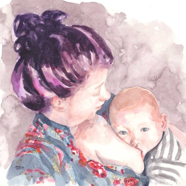 600x600 People Molly Bell Minor - Mother And Child Watercolor