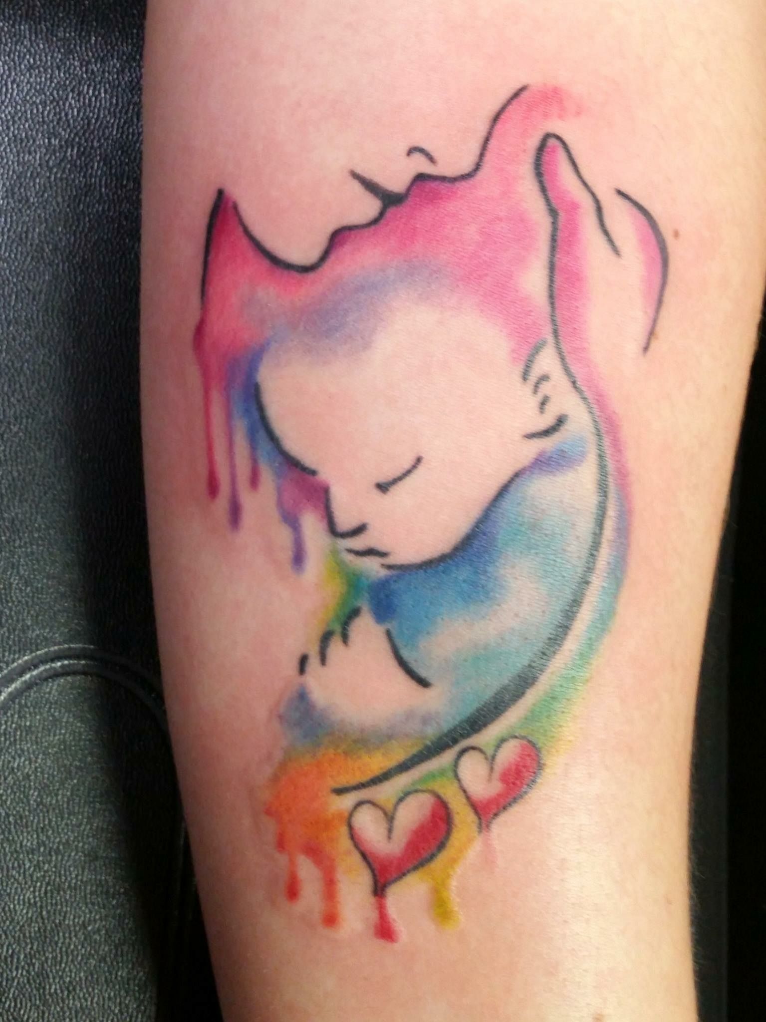 1535x2048 So Happy With This Mother Child Watercolor Tattoo! Tattoos - Mother And Child Watercolor