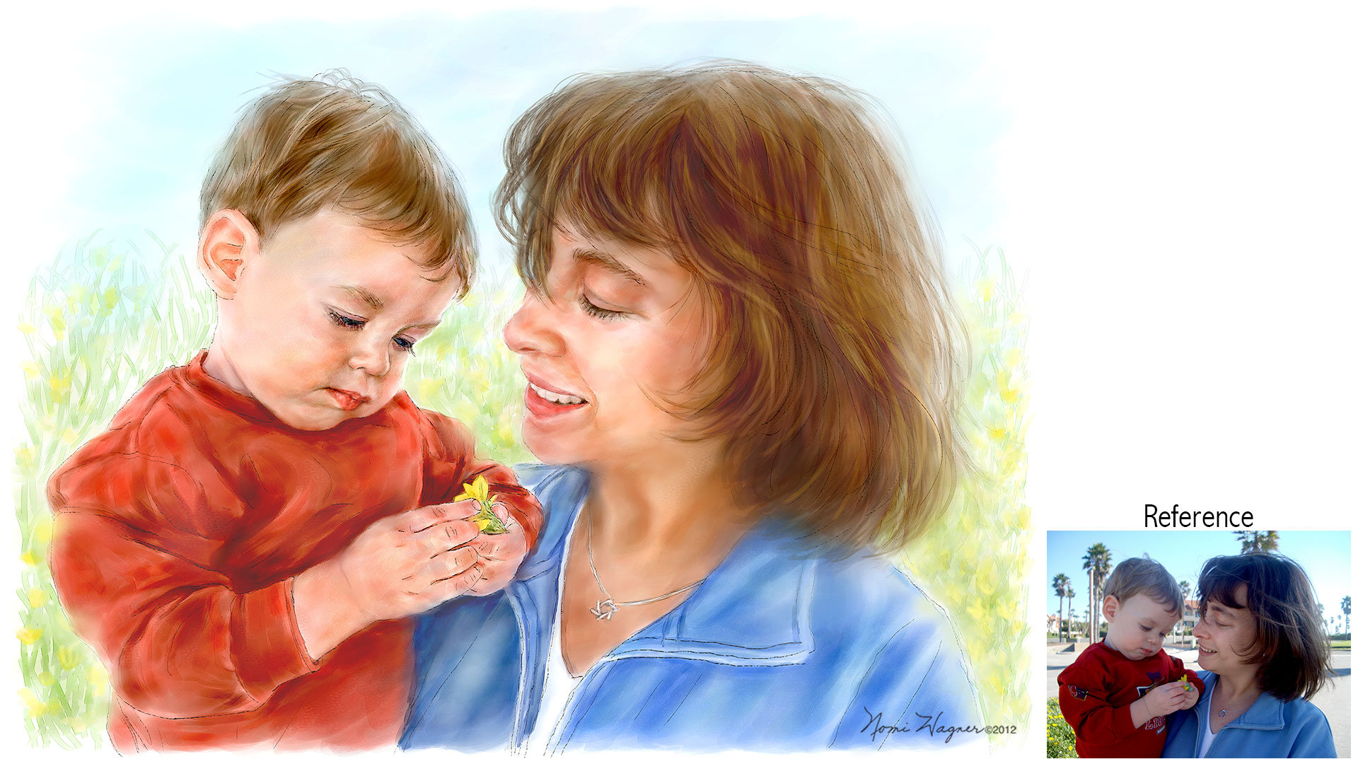 1920x1080 Family Portrait Painting, Watercolor Portrait, Painting Portraits - Mother And Daughter Watercolor
