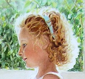 300x279 Mother And Daughter Spending Time Together Figurative Painting In - Mother And Daughter Watercolor