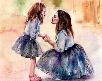 340x270 Mother Daughter Art Etsy - Mother And Daughter Watercolor