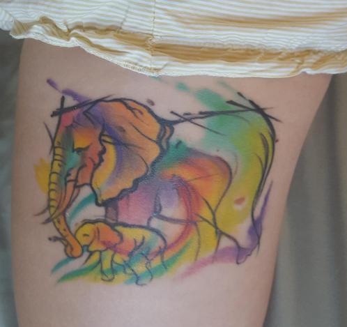 498x469 Watercolor Mother Daughter Elephant Tattoo, Zack Woods, Missing - Mother And Daughter Watercolor