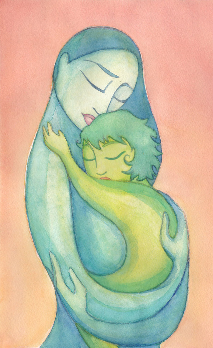 700x1141 Mother And Daughter In Watercolor By Lisabueno - Mother And Daughter Watercolor