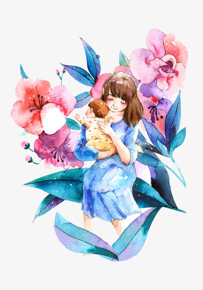 650x927 Flower From The Mother And Daughter, Flower Clipart, Watercolor - Mother Daughter Watercolor