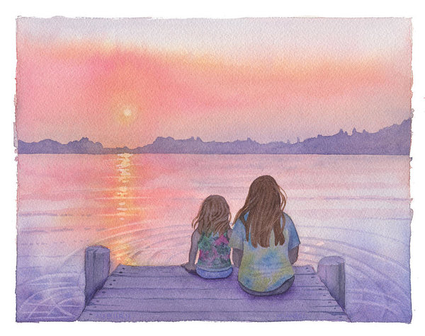 600x475 Mother And Daughter Watercolor Poster By Michele Angel - Mother Daughter Watercolor