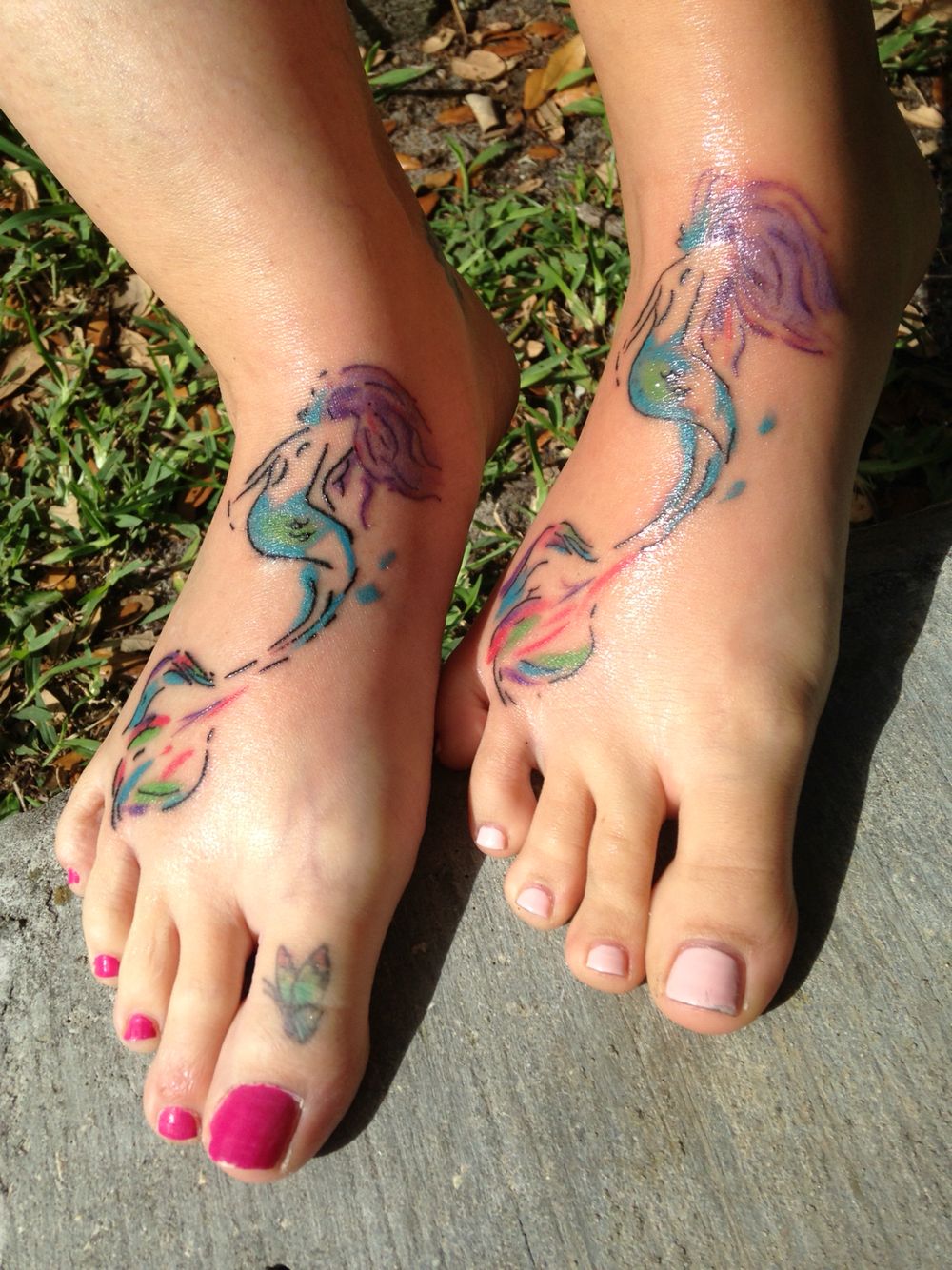 1000x1334 Mermaid Watercolor Tattoo Mother Daughter Tattoo - Mother Daughter Watercolor Tattoos