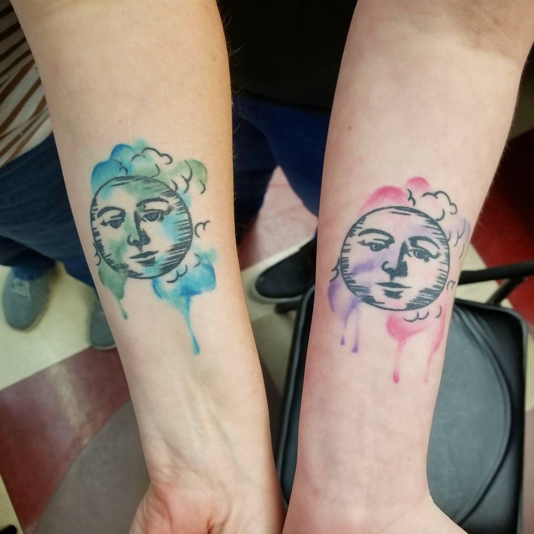 1080x1080 Sassy Watercolor Healed Mother Daughter Tattoo - Mother Daughter Watercolor Tattoos