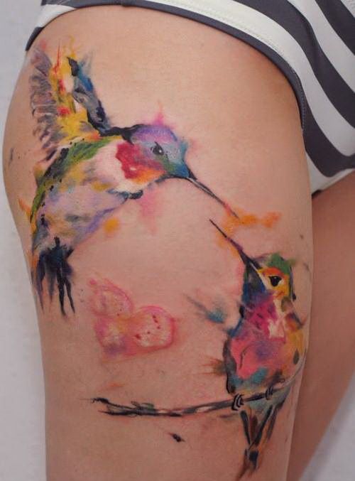 500x677 Watercolor Tattoos Will Turn Your Body Into A Living Canvas - Mother Daughter Watercolor Tattoos